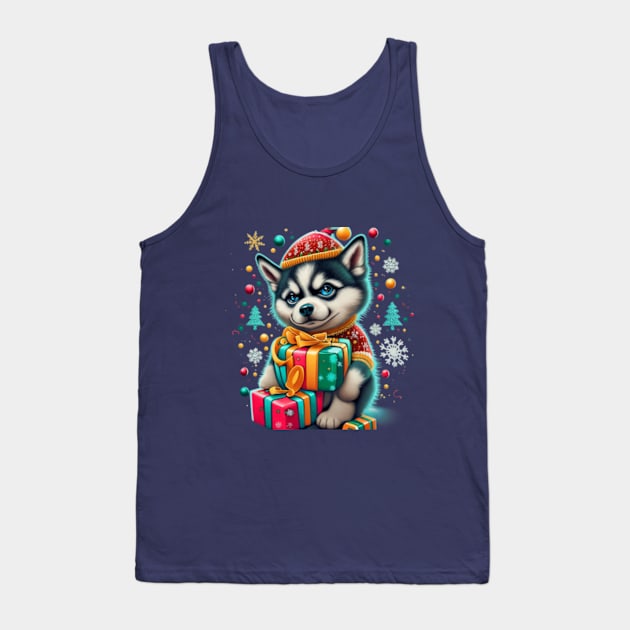 Cute Husky For Christmas Tank Top by VL Store